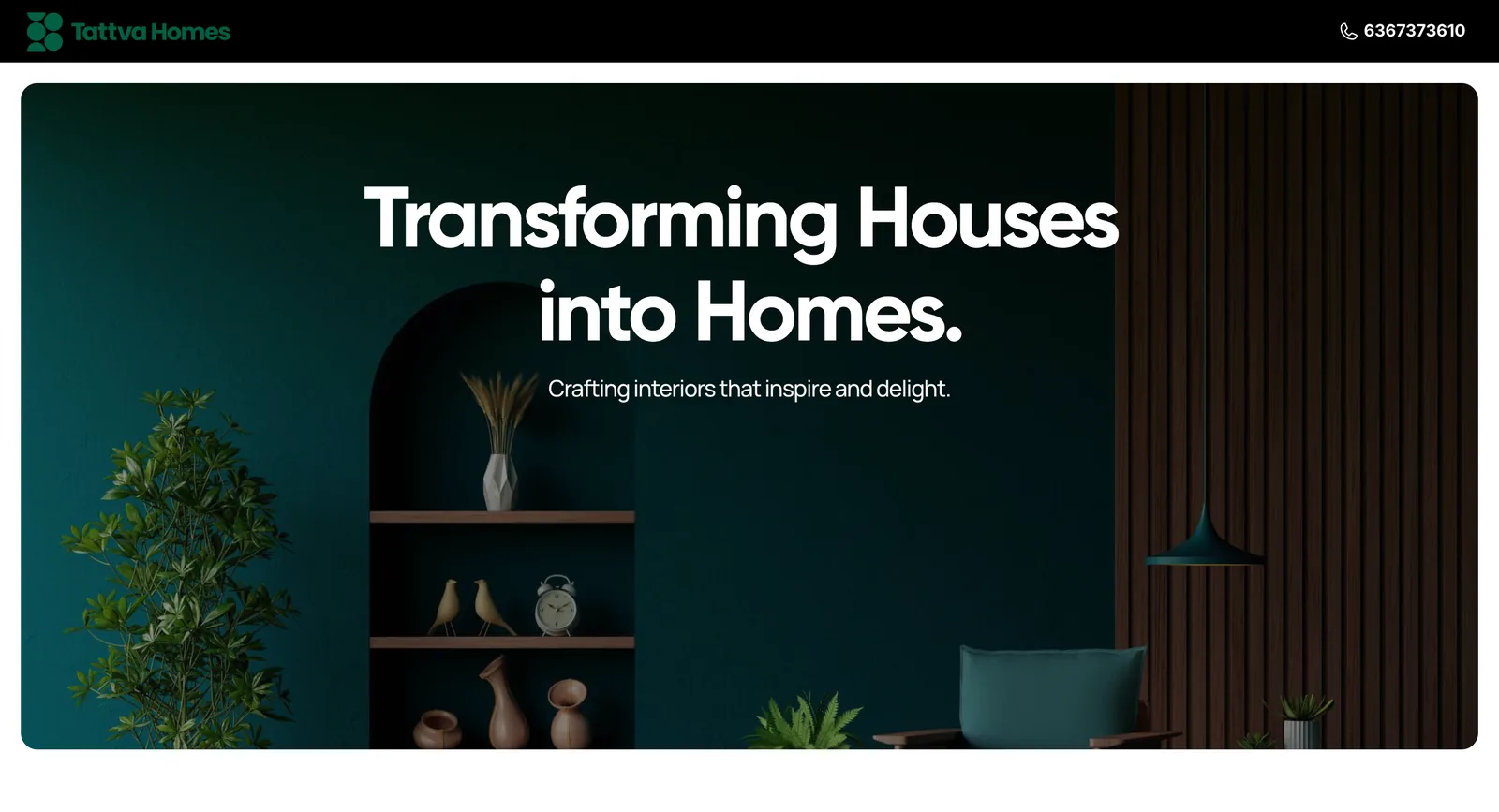 Tattva Homes interior design website hero